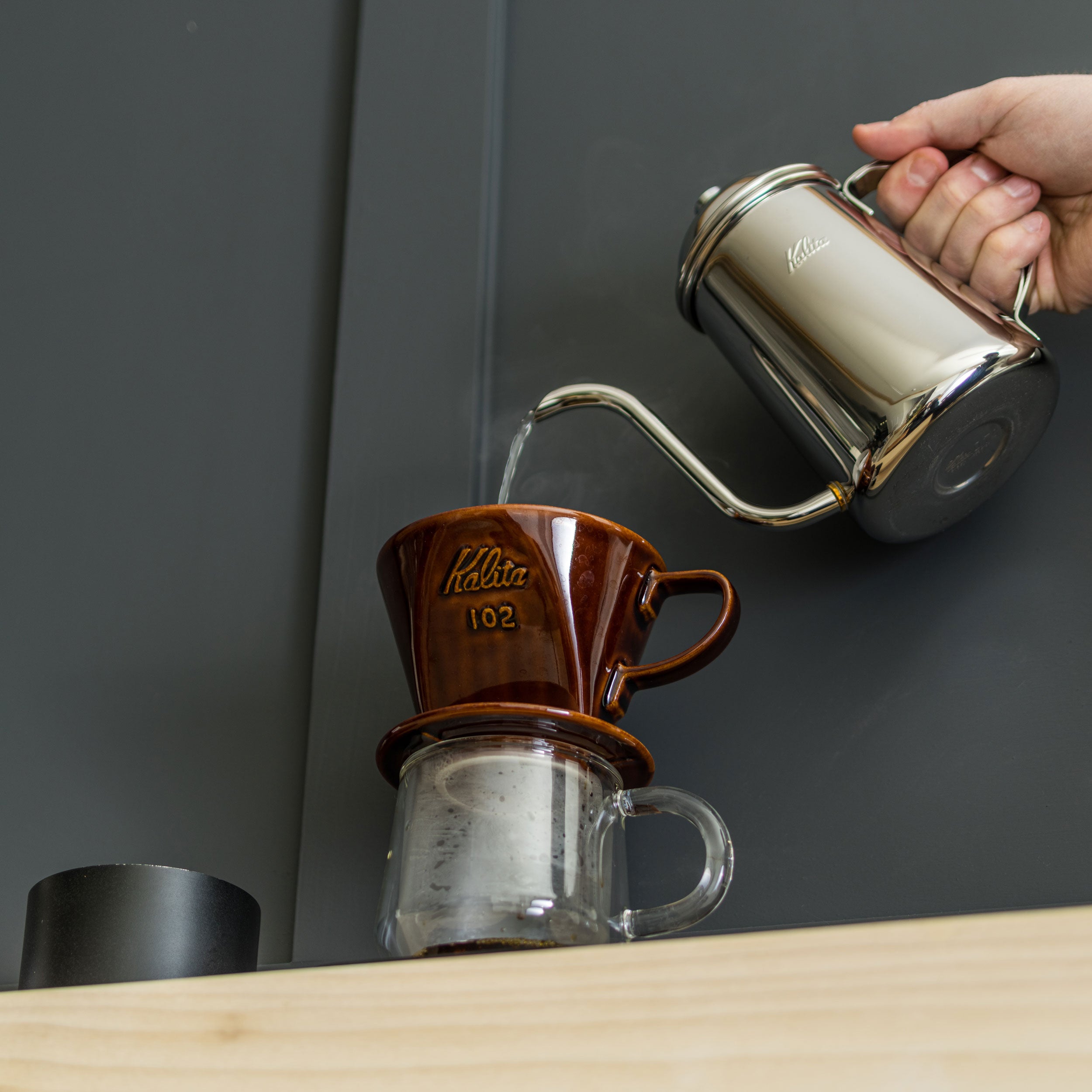 Kalita Style 102 Ceramic Coffee Dripper - Brown Pour Over Coffee Maker for Specialty Brewing | Perfect for Home, Office & Cafe Use
