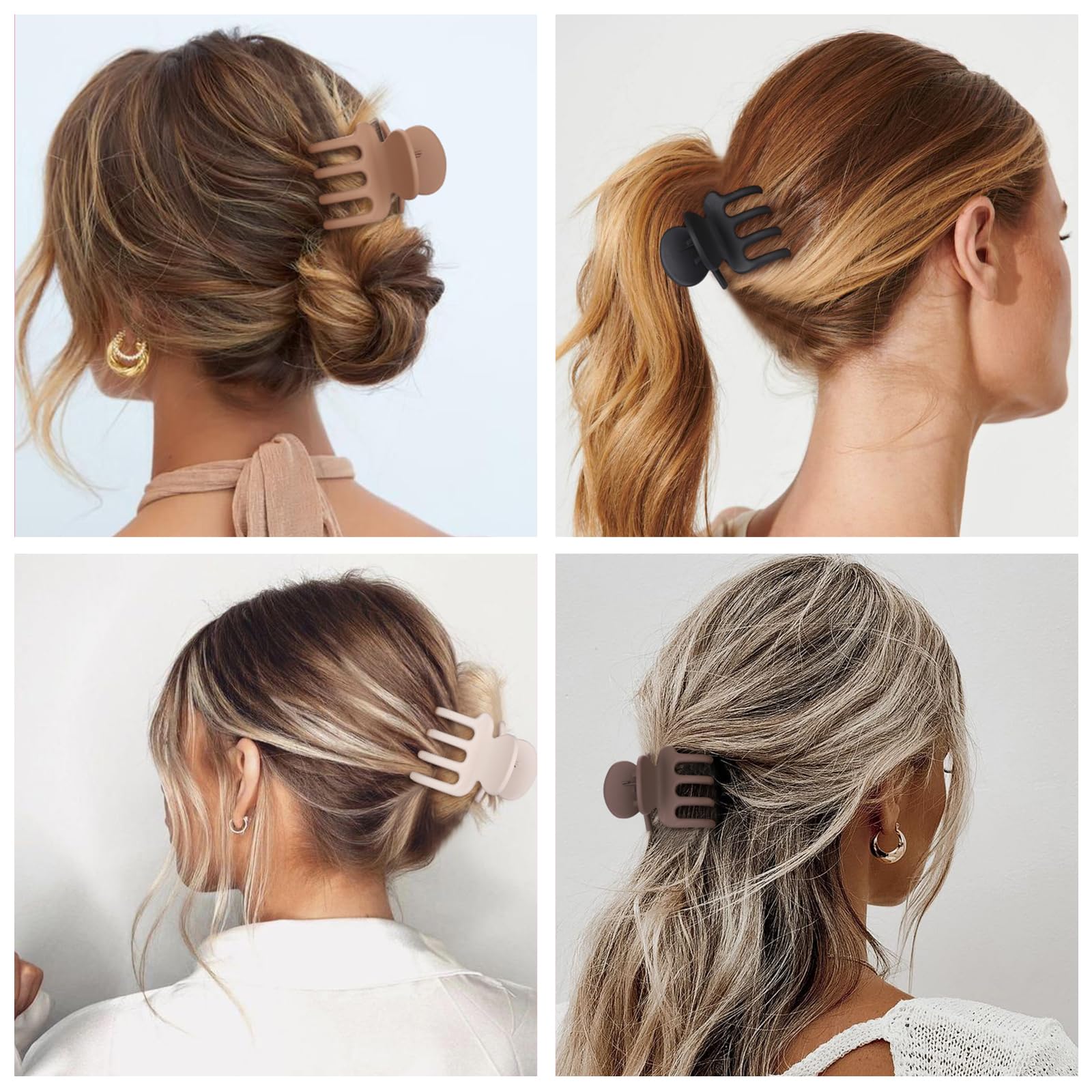 8 Pcs Medium Hair Clips for Women - Small Claw Clips for Thin & Thick Hair | 2 Style Rectangle Jaw Hair Accessories for Women & Girls (Brown) | Perfect for School, Work & Everyday Hairstyles