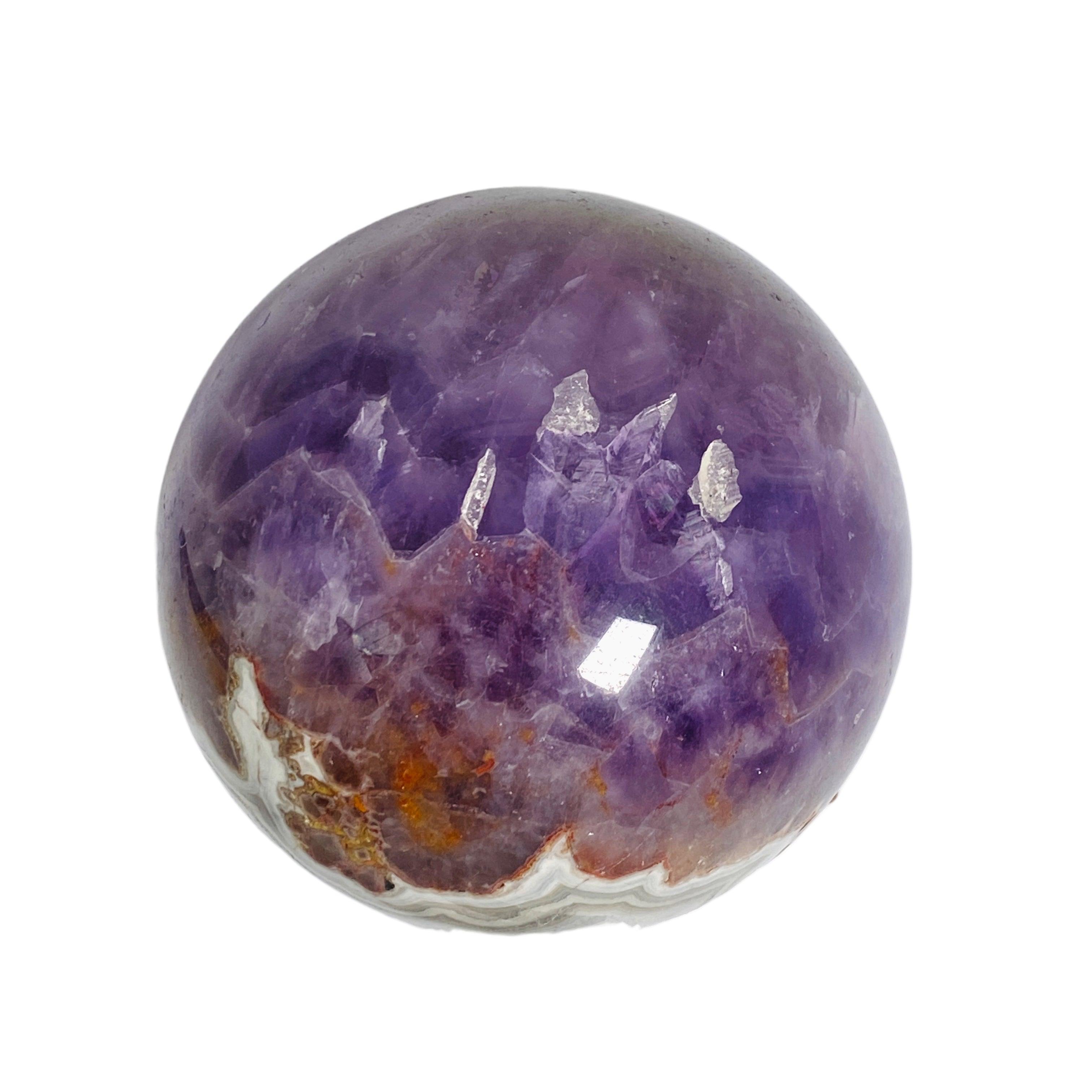 Natural Amethyst Agate Sphere - Healing Crystal for Meditation, Yoga & Home Decor - AMAS 02