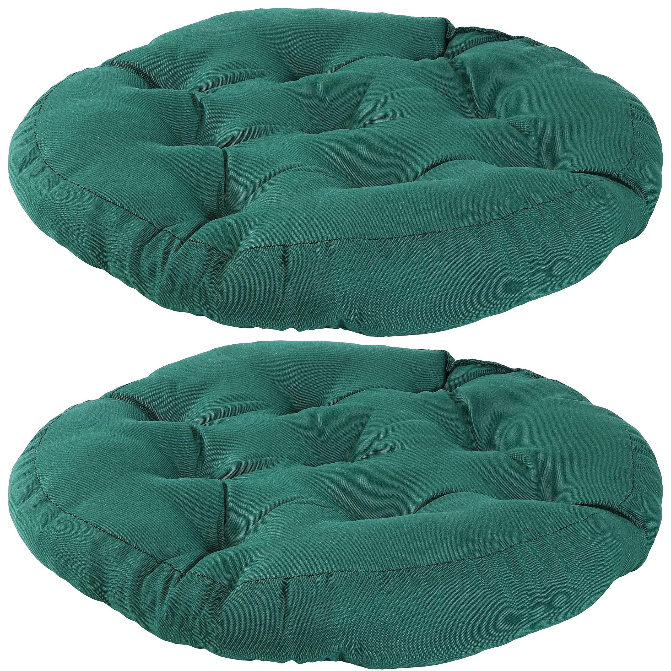 Sunnydaze 22-Inch Round Tufted Floor Cushion Set of 2 - 300D Olefin Water-Resistant Outdoor/Indoor Pillows with Polyester Fill - Dark Green Meditation & Lounge Seating for Patio, Garden, Yoga, and Living Room