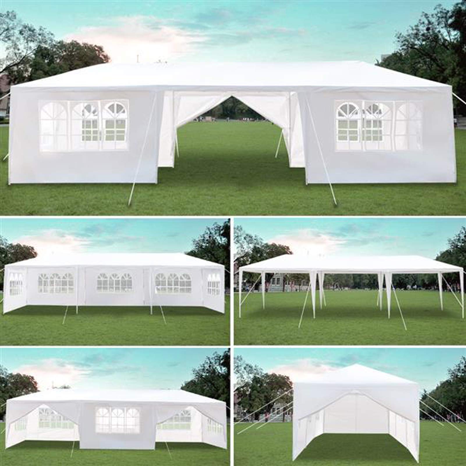 10'x30' Heavy Duty Waterproof Party Tent - 8 Removable Sidewalls & 2 Doorways - Outdoor Wedding Canopy, Camping Gazebo, Beach Sun Shelter, Portable Carport for Events, Picnics, and Backyard Gatherings
