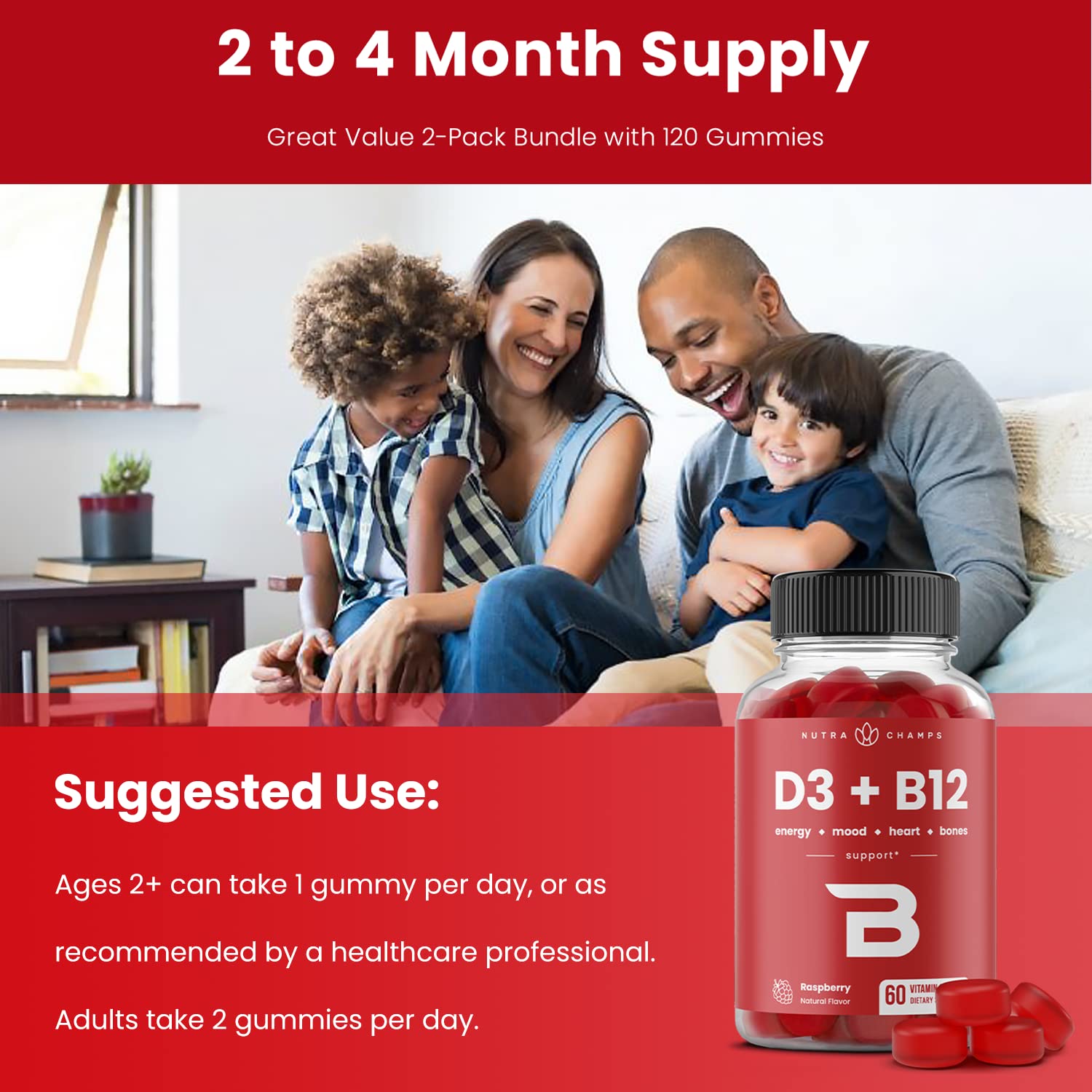 NutraChamps Vitamin B12 Gummies & Elderberry Gummies Bundle - Immune Support & Energy Boost - Perfect for Daily Wellness & Cold Season Defense