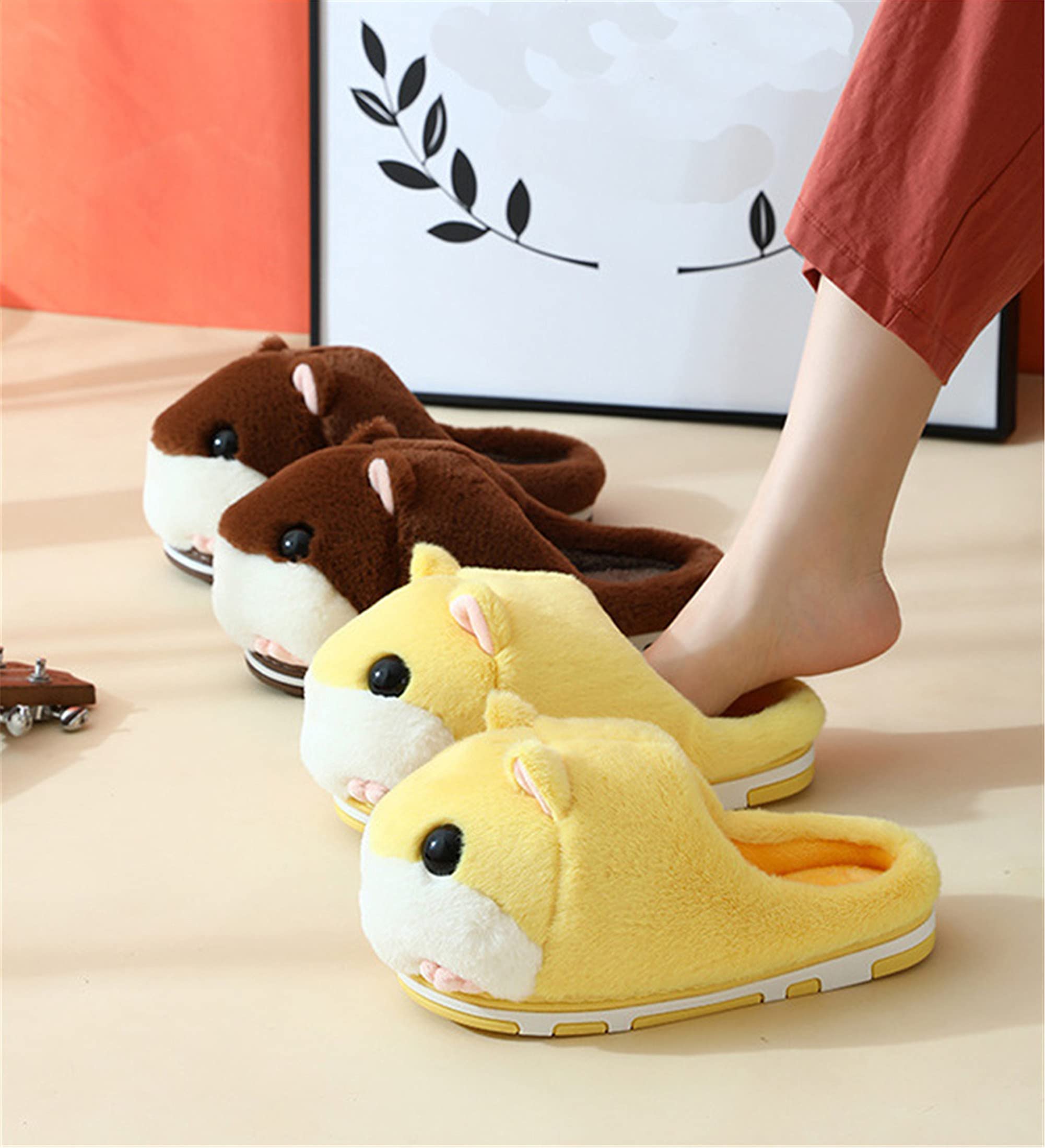 LANFIRE Women's Cute Hamster Slippers - Cozy Fuzzy Animal House Shoes with Soft Plush Interior for Winter Warmth - Perfect for Indoor Lounging, Gift Giving & Cozy Home Wear