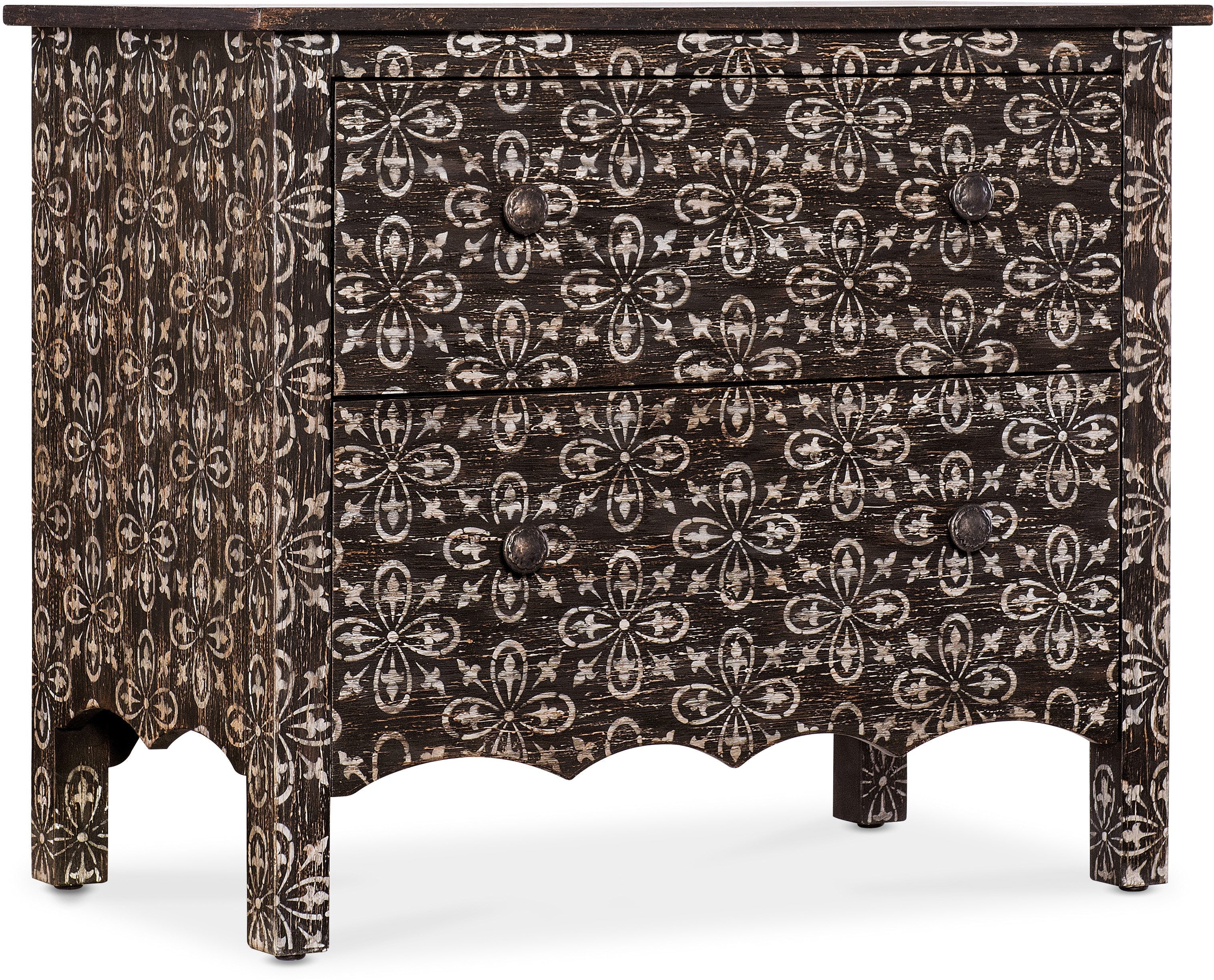 Americana Two-Drawer Nightstand - Black - Perfect for Bedroom, Living Room, or Guest Room Storage