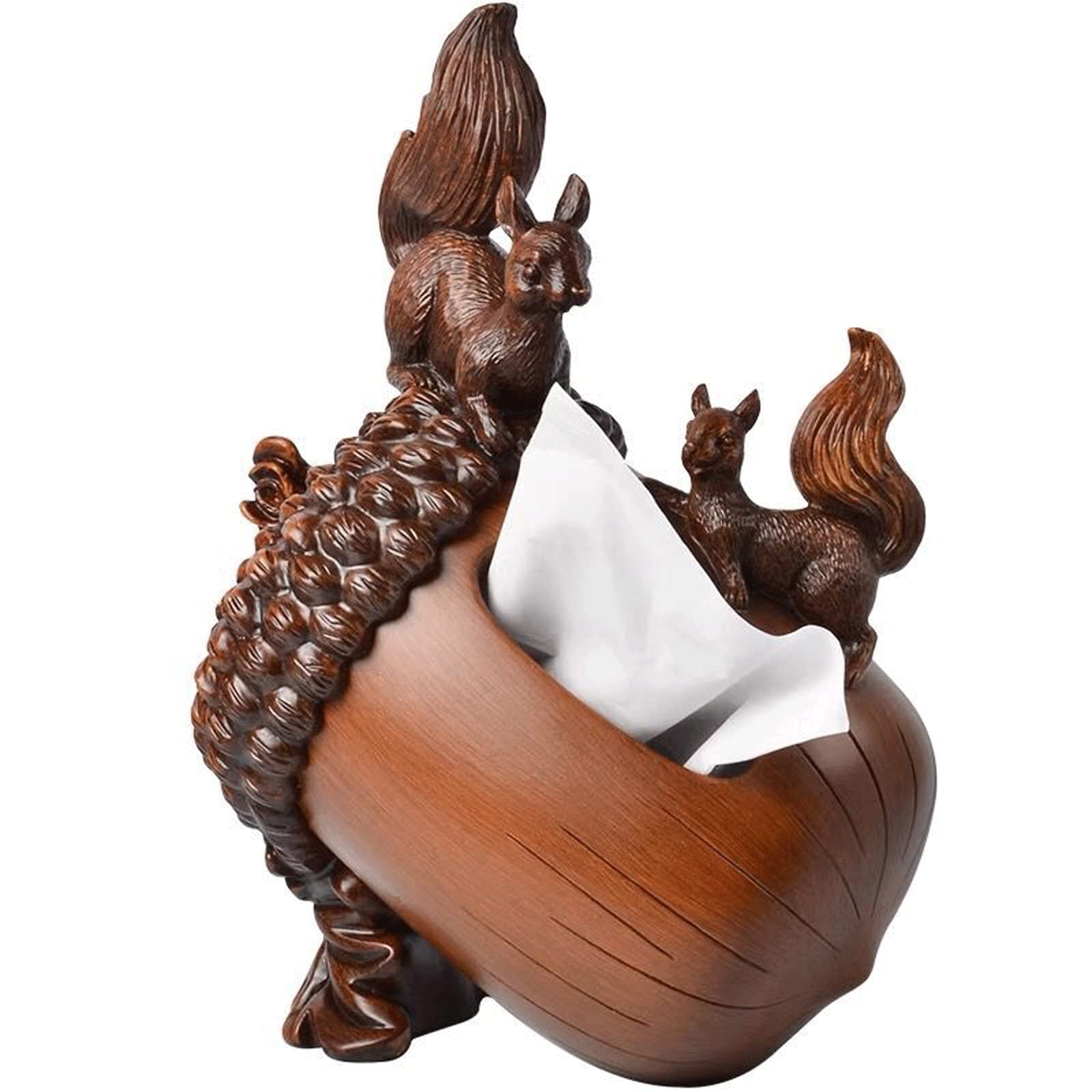 Wooden Toilet Paper Storage Container - Decorative Tissue Box Cover Holder for Bathroom Vanity, Bedroom Dresser & Nightstand - Brown - Perfect for Home, Office & Guest Room Organization