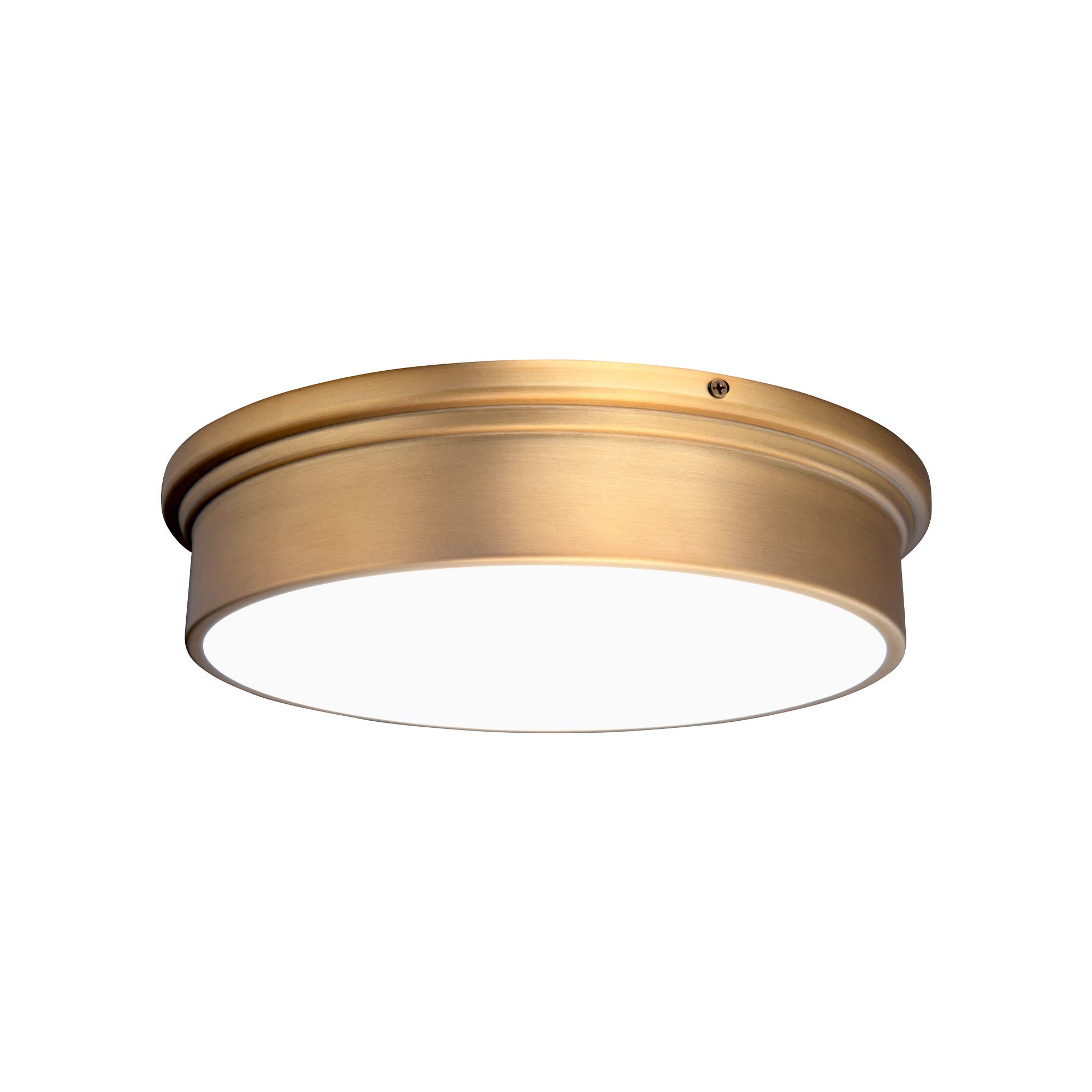 WAC Lighting dweLED York 12 Inch LED Flush Mount Ceiling Light 3000K Warm White Aged Brass Finish - Perfect for Bedroom, Kitchen, Hallway & Office Lighting