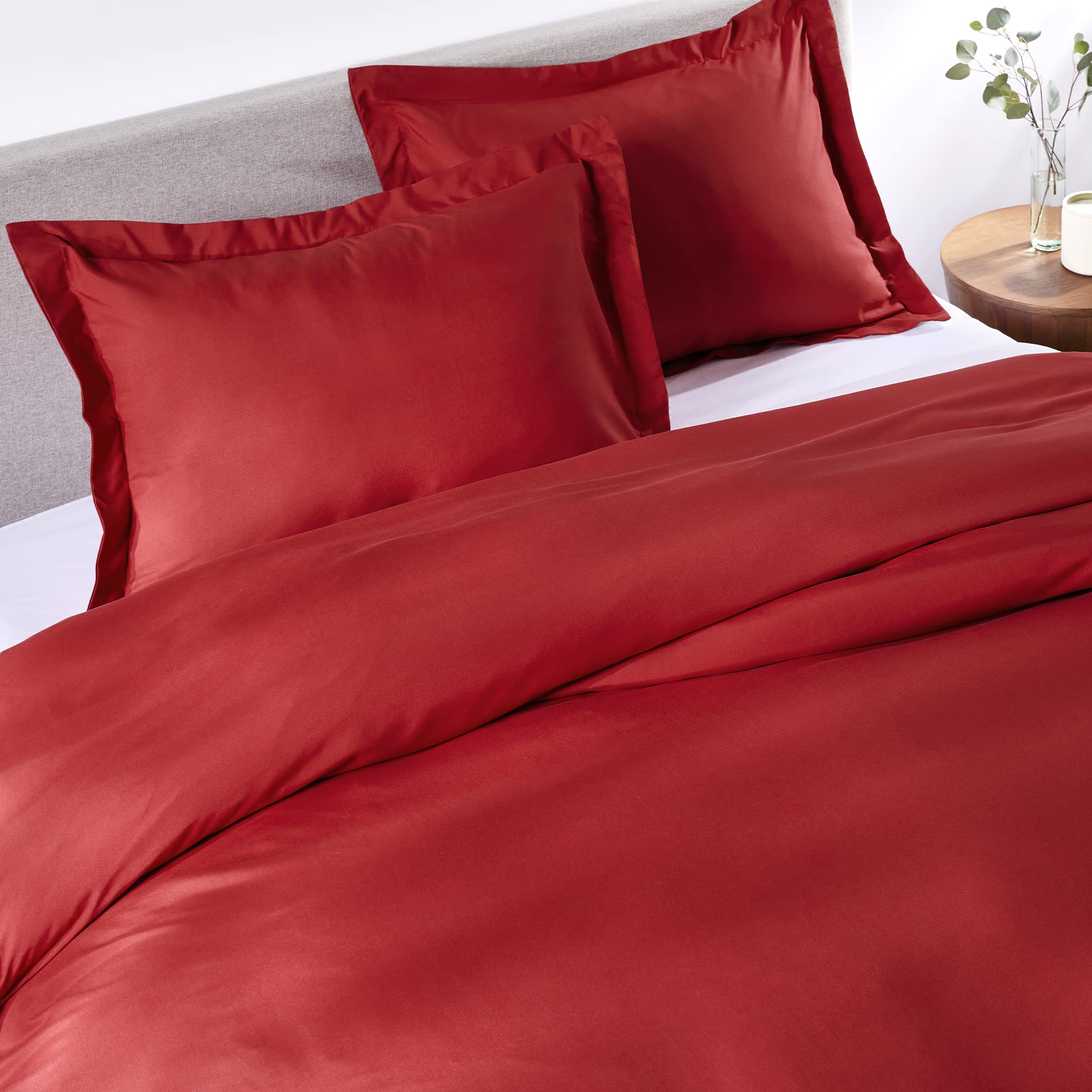 PeachSkinSheets 1500 Thread Count Ultra Soft Cooling Duvet Cover Set | King/California King Size - Luxurious Red Velvet | Perfect for Hot Sleepers & All-Season Comfort