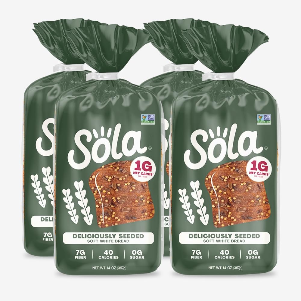 Sola Deliciously Seeded Bread - 4 Pack | High Protein, Low Carb, Keto Friendly Artisan Loaf | Perfect for Sandwiches, Toast & Healthy Breakfasts
