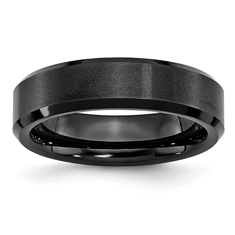 Black Ceramic Wedding Band for Men - 6mm Comfort Fit Beveled Edge Ring - Durable & Lightweight for Daily Wear, Gym, Work & Special Occasions