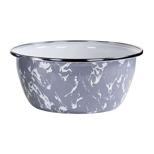 Vintage Gray Swirl Enamel Bowls - Set of 4 Durable Cereal & Salad Serving Bowls for Kitchen, Camping, Picnics & Farmhouse Decor
