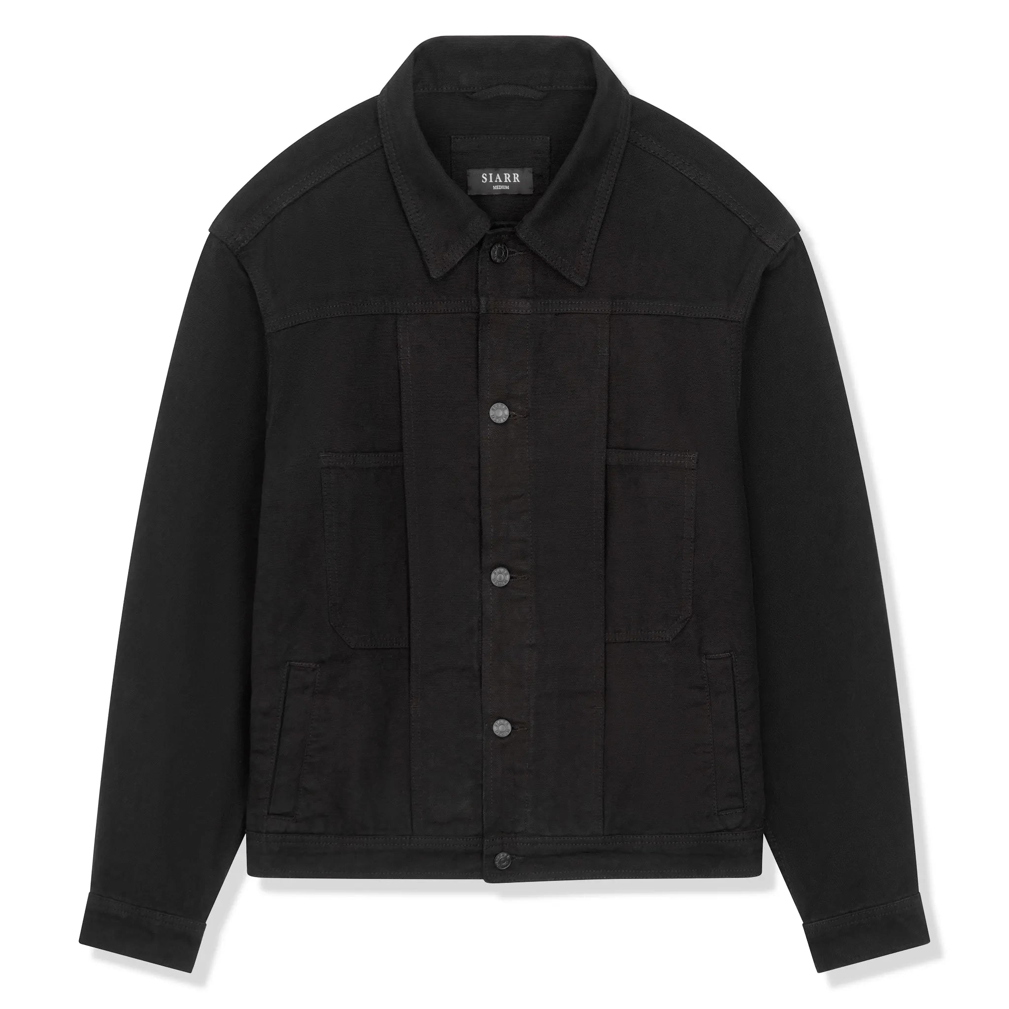 SIARR Black Denim Jacket for Men - Stylish Slim Fit Vintage Denim Jacket with Button Closure - Perfect for Casual Outfits, Streetwear & Fall Layering