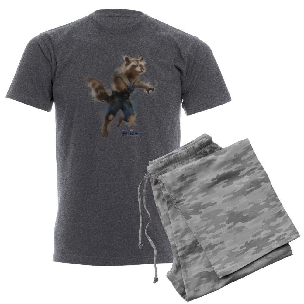 Rocket Raccoon Men's Pajama Set - Soft Charcoal Gray Sleepwear for Marvel Fans | Comfortable Lounge Pajamas for Movie Nights & Gift Giving