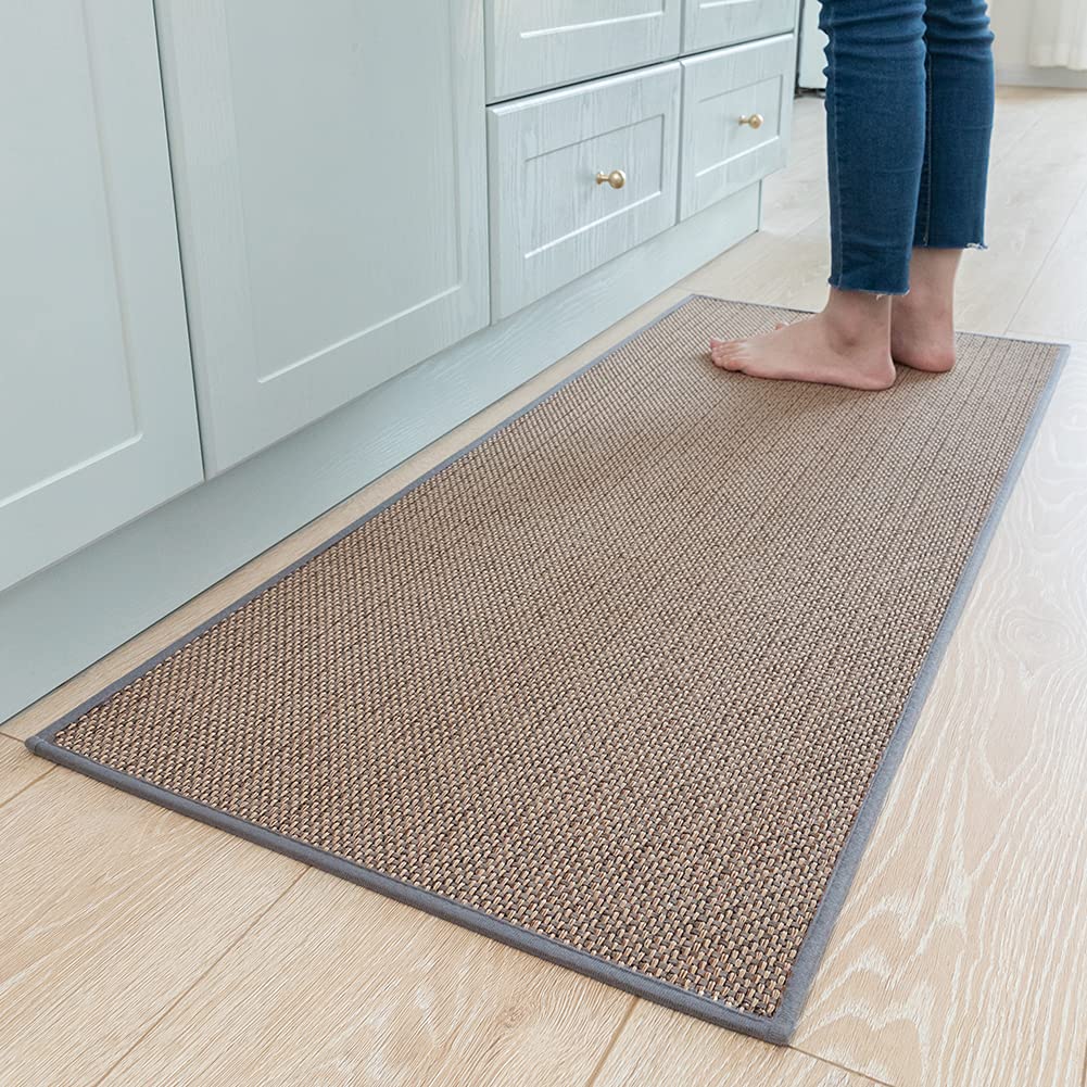 Non-Slip Washable Kitchen Runner Rug - Absorbent Anti-Fatigue Floor Mat for Sink Area, Cooking Station & High-Traffic Zones (Grey, 20x70 Inches) - Perfect for Kitchens, Laundry Rooms & Entryways