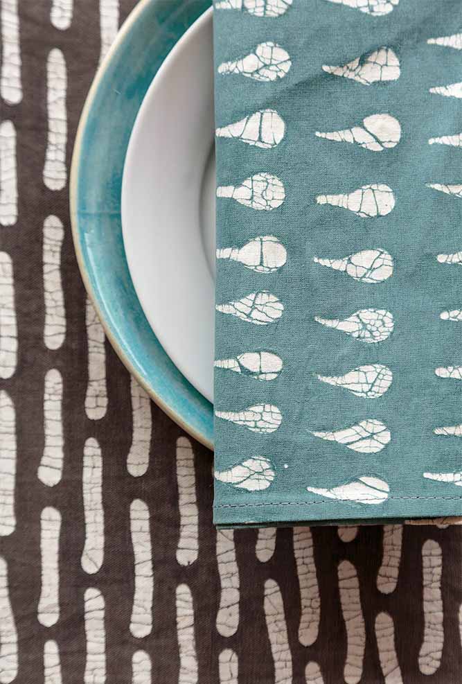 Boho Teal Drop Napkin Set - 12-Piece Cotton Decorative Napkins for Boho Chic Dining, Party, and Home Decor