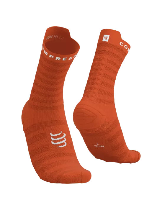 Compressport Unisex Pro Racing Socks v4.0 - Ultralight Running Socks for Men & Women - High Performance Athletic Socks for Marathon, Triathlon & Training - Fire/White Color