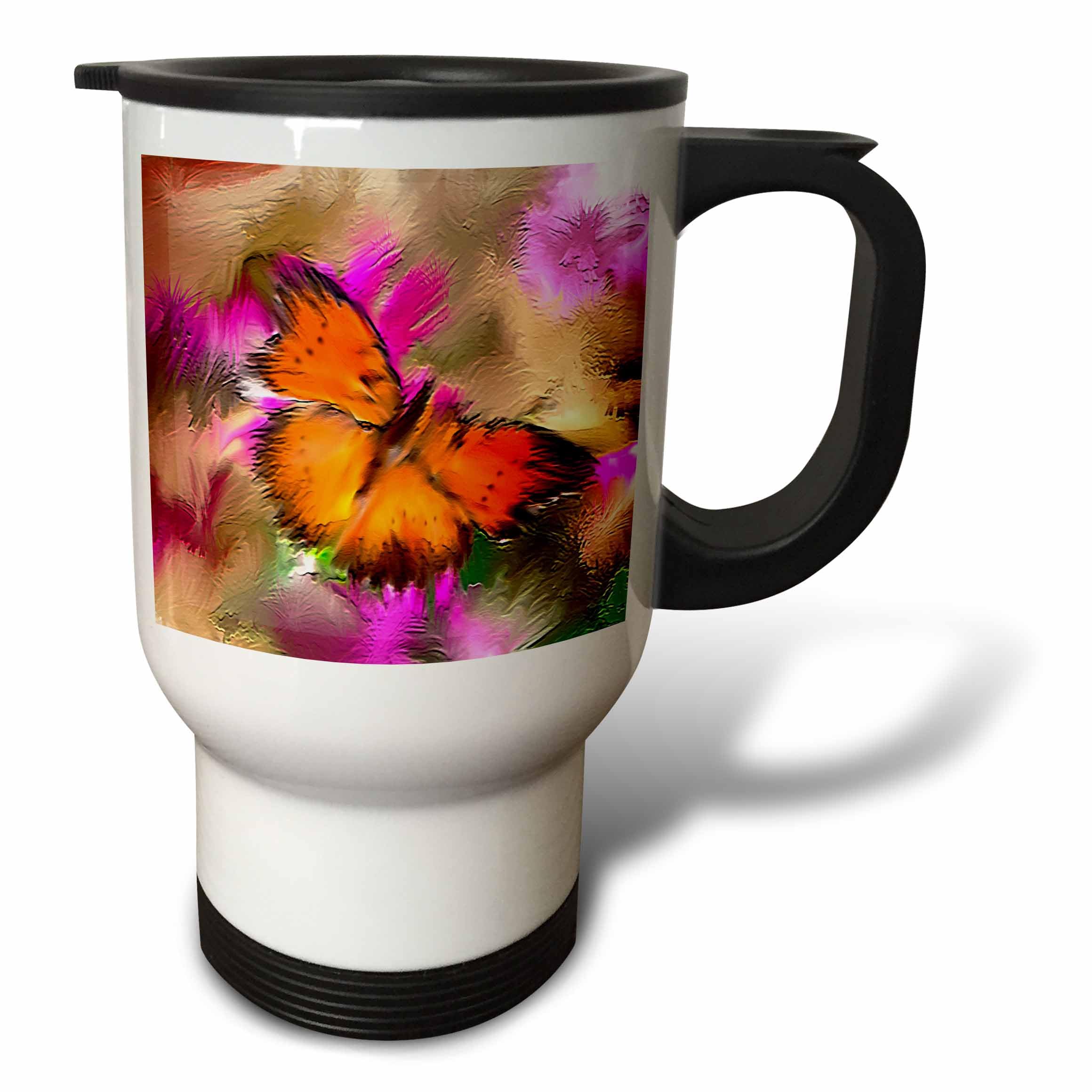 3D Rose Butterfly Insulated Travel Mug - 14 oz Stainless Steel Coffee Tumbler with Lid - Perfect for Hot & Cold Drinks on the Go, Office, Commute, and Outdoor Adventures
