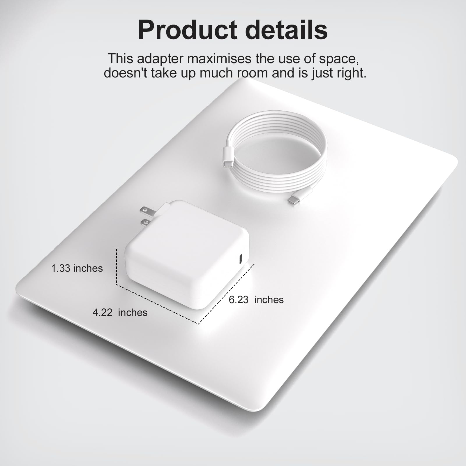 Premium 100W USB-C Charger for MacBook Air/Pro 13 14 15 16 Inch (2025-2018 Models) - M1/M2/M3/M4 Compatible Fast Charging Adapter with 6.6FT Cable | Compact Travel Charger for Home, Office & Coffee Shop Use