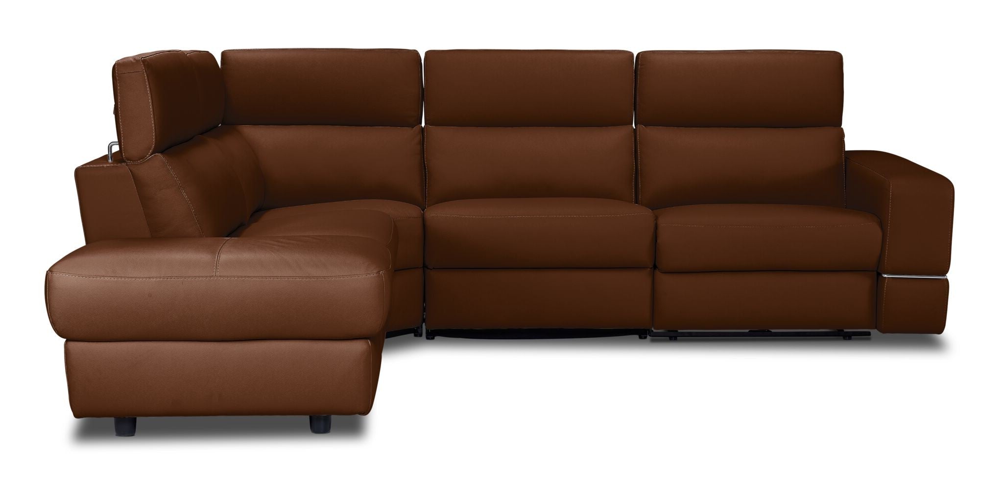 Bianca 3-Piece Power Reclining Sectional Sofa with Left-Facing Chaise in Cognac Leather - Perfect for Living Room, Home Theater & Family Gatherings