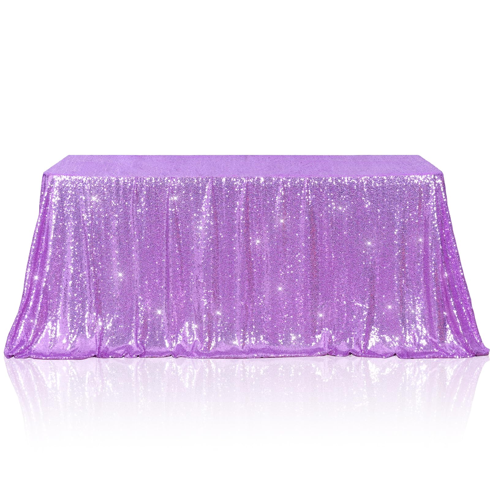 Poise3EHome 60x102 Inch Lavender Sequin Tablecloth - Sparkly Rectangle Fabric Table Cover for Birthday, Wedding, Party, Baby Shower & Christmas Decorations - Perfect for Holiday Dinners, Special Events & Festive Home Decor