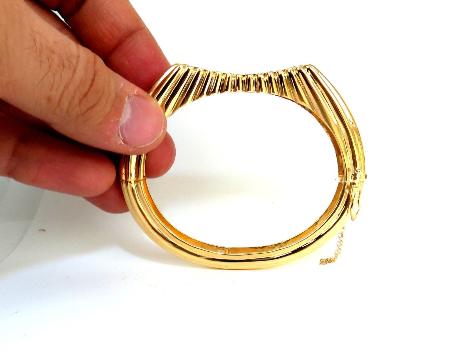 2.30CT Inverted Arch Grilled Wave Retro 14K Gold Diamond Bangle Bracelet for Women - Elegant Vintage Jewelry Gift for Anniversary, Wedding & Special Occasions