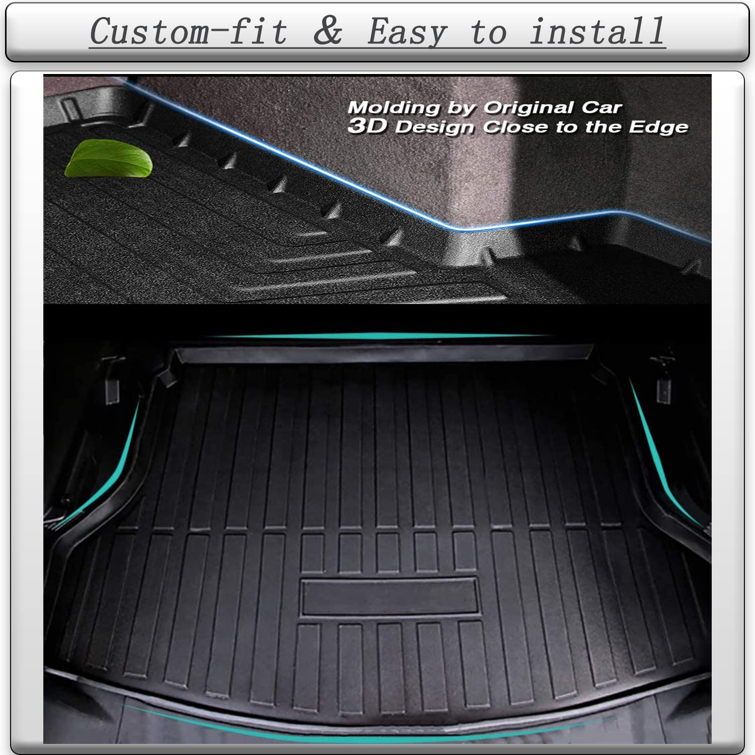 **2013-2017 Honda Accord Custom Fit All-Weather Rear Trunk Tray Cargo Liner - 3D Tech Waterproof TPO Protector Mat for Sedan (Excludes Hybrid Models) | Durable & Flexible Car Accessories for Travel, Groceries & Outdoor Adventures**