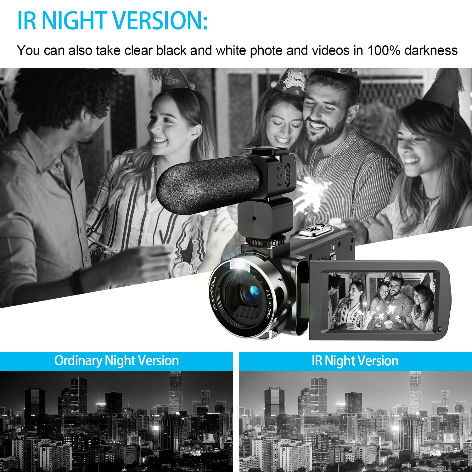 4K 60FPS WiFi Vlogging Camera with HD Microphone & IR Night Vision - 18X Digital Zoom YouTube Camera for Kids, Travel & Content Creation - Perfect for Vlogging, Live Streaming & Home Videos
