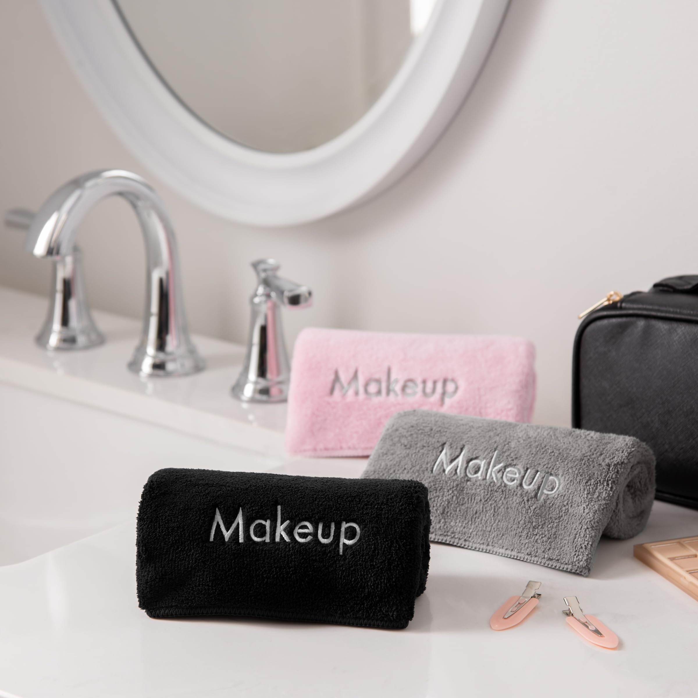 **Arkwright Bulk Makeup Towels - 108 Pack Ultra Soft Microfiber Coral Fleece Washcloths for Face & Makeup Removal - Reusable, Gentle, 13x13 Inch (Grey) - Perfect for Professional Artists, Spa, Salon & Home Use**