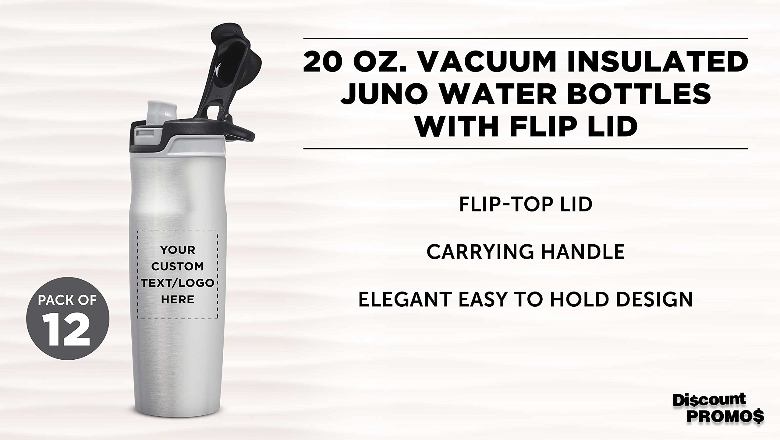 Custom 20oz Juno Water Bottles with Flip Lid - Set of 12 Reusable Personalized Bottles for Gym, Hiking, Cycling & School - Bulk Pack Silver | Perfect for Sports Teams, Corporate Gifts & Outdoor Adventures