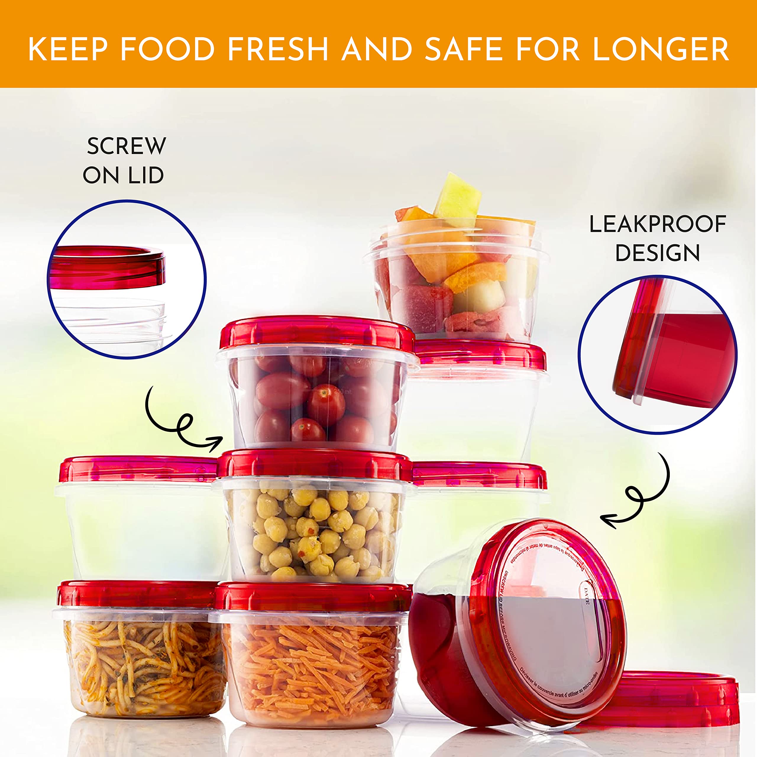 16oz (10-Pack) Reusable BPA-Free Plastic Soup Containers with Screw-On Lids - Leakproof, Airtight, Stackable & Microwave Safe for Meal Prep, Freezer Storage & Leftovers