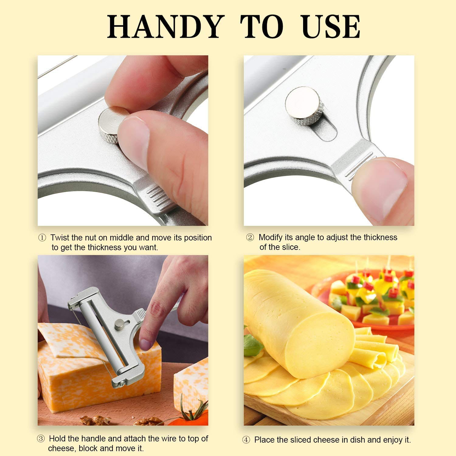 Premium Stainless Steel Cheese Knife with Wood Handle - Cheese Slicer & Cutter for Charcuterie Boards, Wine Pairings & Gourmet Cheese Platters (Option I)