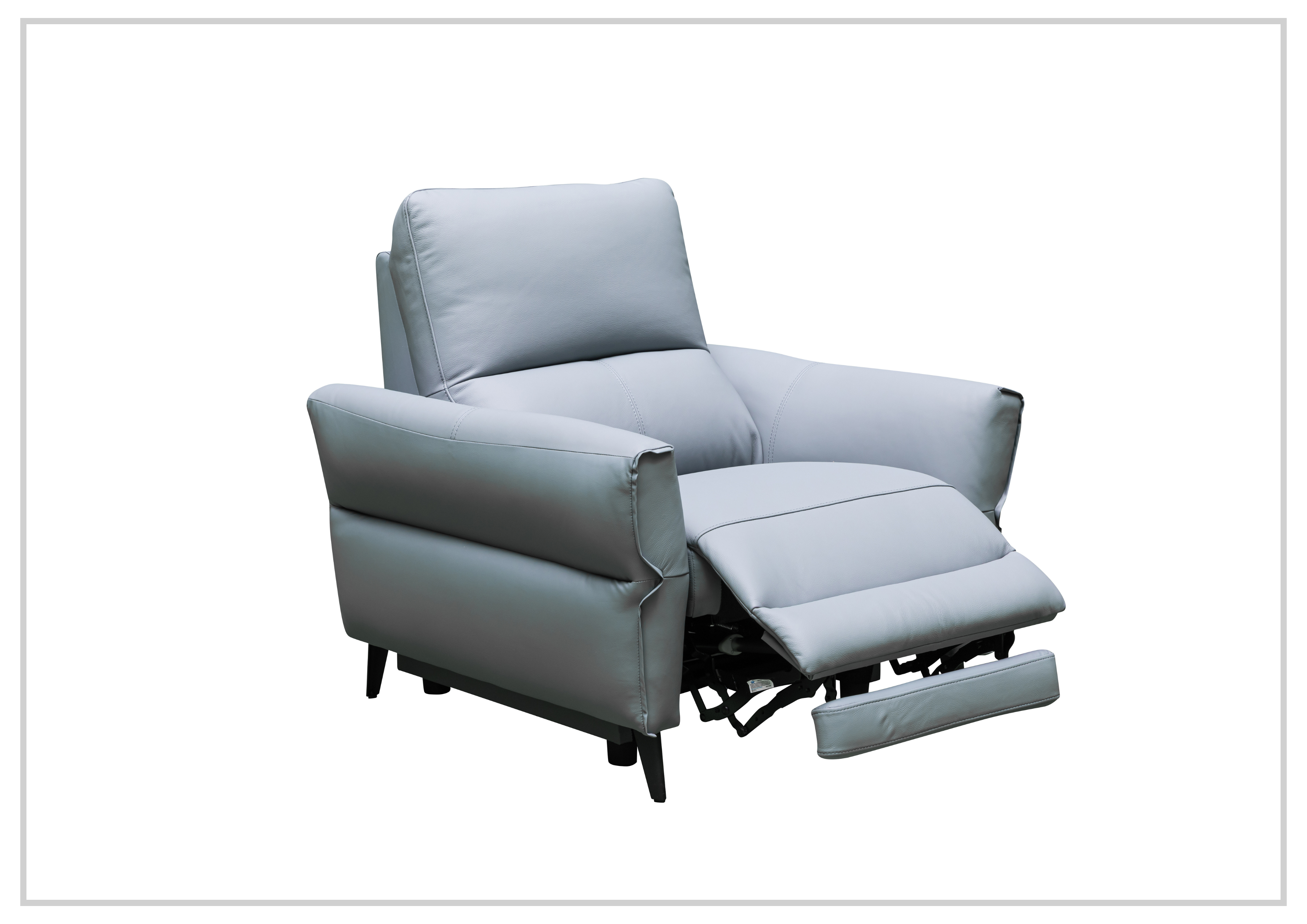 Klaussner Serenita Genuine Leather Power Recliner Chair - Blue - Living Room Reclining Sofa for Home Theater & Relaxation