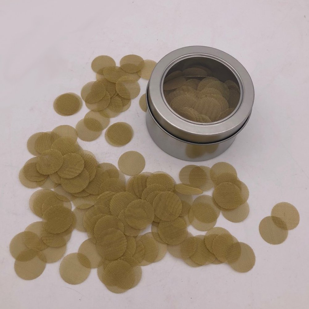 200 PCS 3/4 Inch Premium Brass Pipe Screens - Fine Mesh Filters for Tobacco Pipes with Storage Box (Gold Color) - Perfect for Rolling Papers, Bongs, and Hand Pipes