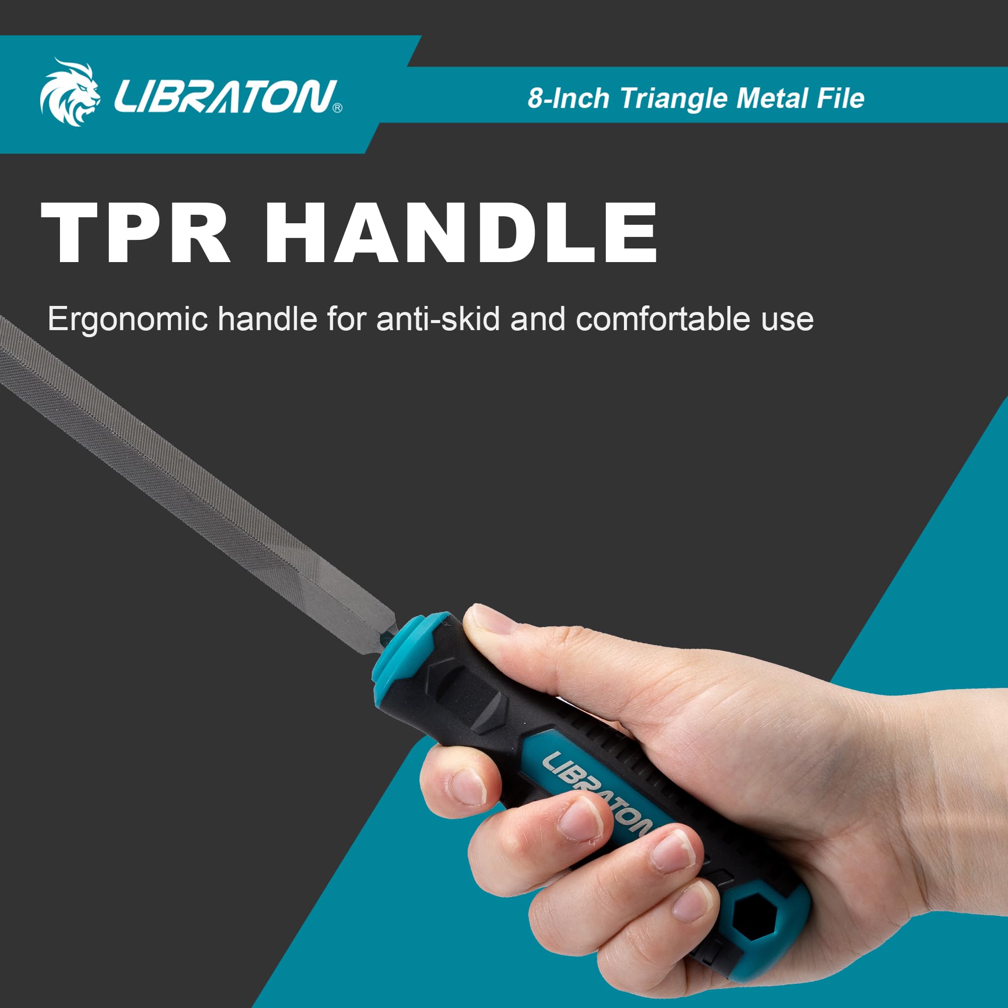8-Inch Triangle Metal File - High Carbon Steel File with Ergonomic Handle for Metalworking, Wood & Plastic | Professional Hand File for Refining, Shaping & Scraping | Ideal for DIY Projects, Automotive Repair & Crafting