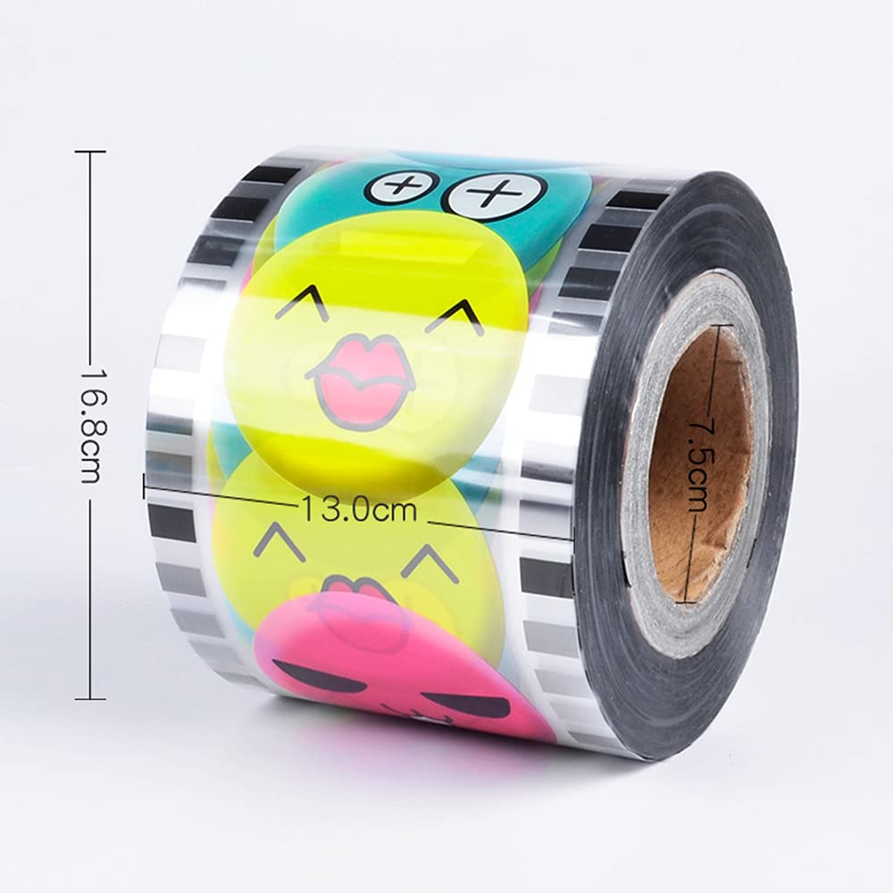 Premium PP Plastic Cup Sealer Film Roll - Clear & Smiling Face Printing, Healthy Material for Bubble Tea, Milk Tea, Coffee (3000 Cups, 90-95mm Diameter) - Perfect for Bubble Tea Shops, Cafes, and Takeout Businesses