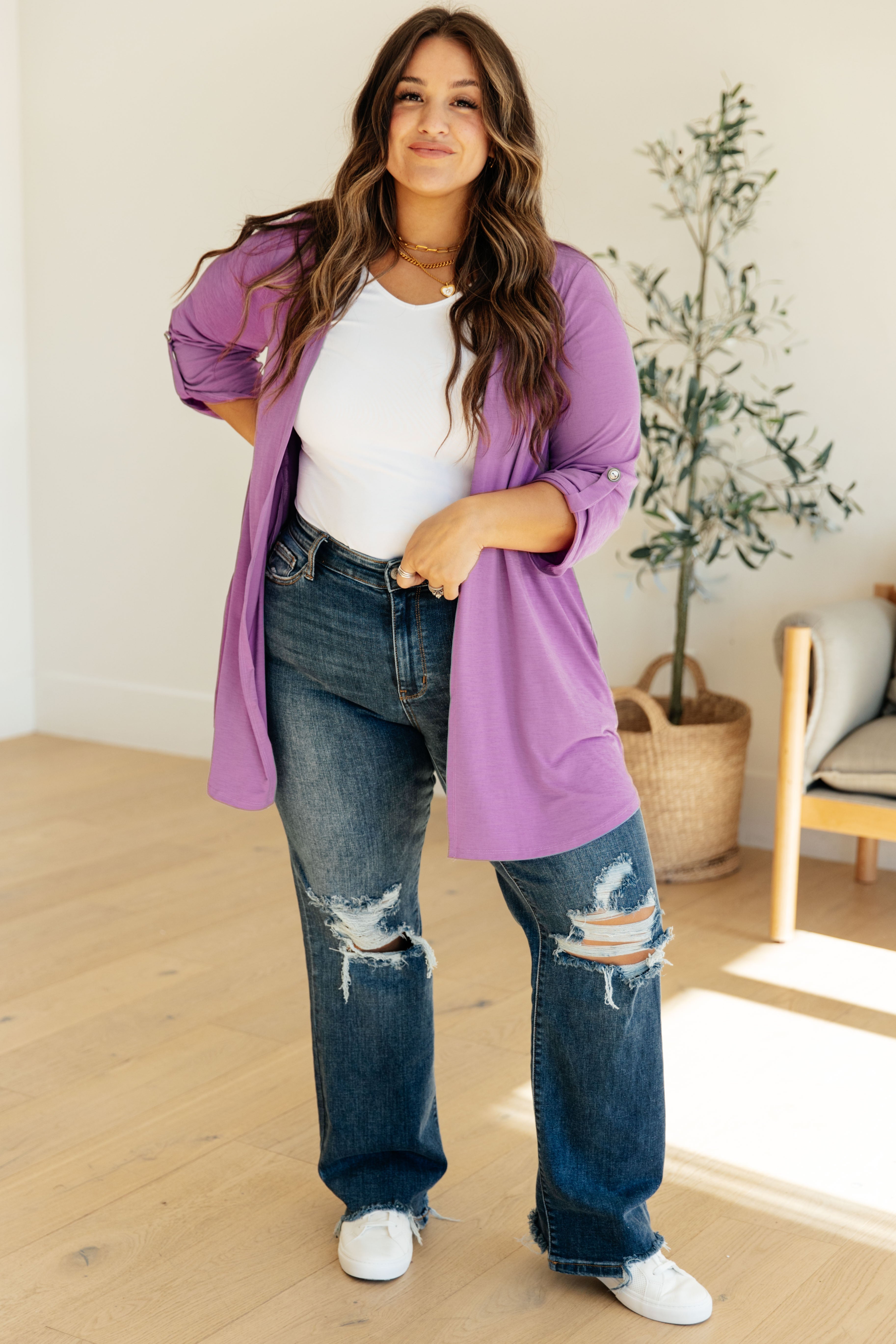 Lizzy Cardigan in Regalia - Stylish Women's Knit Sweater for Fall & Winter | Perfect for Office, Casual Outings & Cozy Evenings