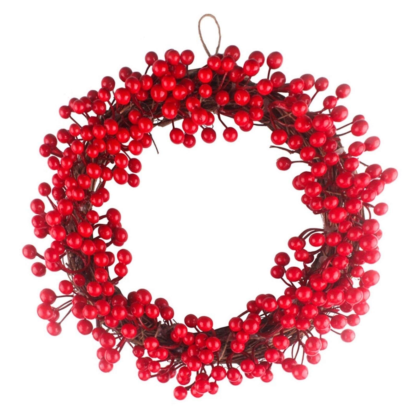 LAIQIAN Christmas Wreath 30cm 35cm 40cm - Red Berry Jungle Party Garland for Wall Door Decor - Holiday Wedding Ornament (Color B) | Perfect for Christmas Tree Decorations, Front Door Wreaths & Festive Party Backdrops