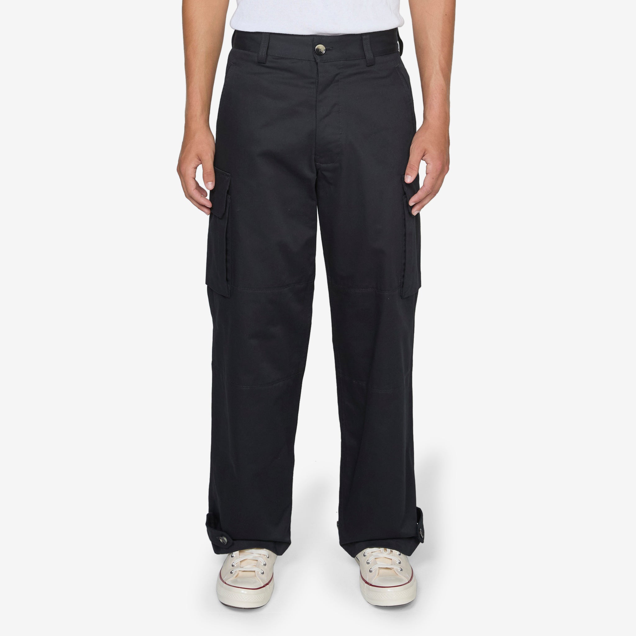 Men's Black Gabardine Cargo Pants - Durable Workwear & Outdoor Adventure Trousers for Hiking, Travel & Casual Wear