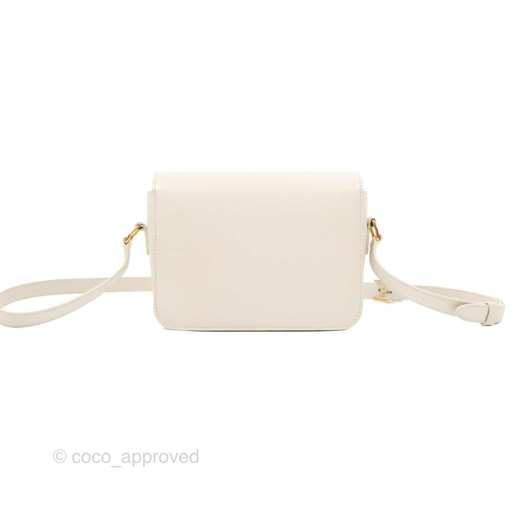 Celine Teen Triomphe Bag in Shiny White Calfskin Leather - Perfect for Everyday Use, Work & Special Occasions