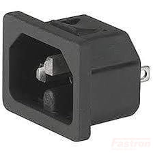 IEC C14 Appliance Inlet Connector - Snap-in Mount, Front Side, Quick Connect Terminals 4.8x0.8mm for 2mm Panel - Perfect for Server Racks, Power Supplies & Industrial Equipment
