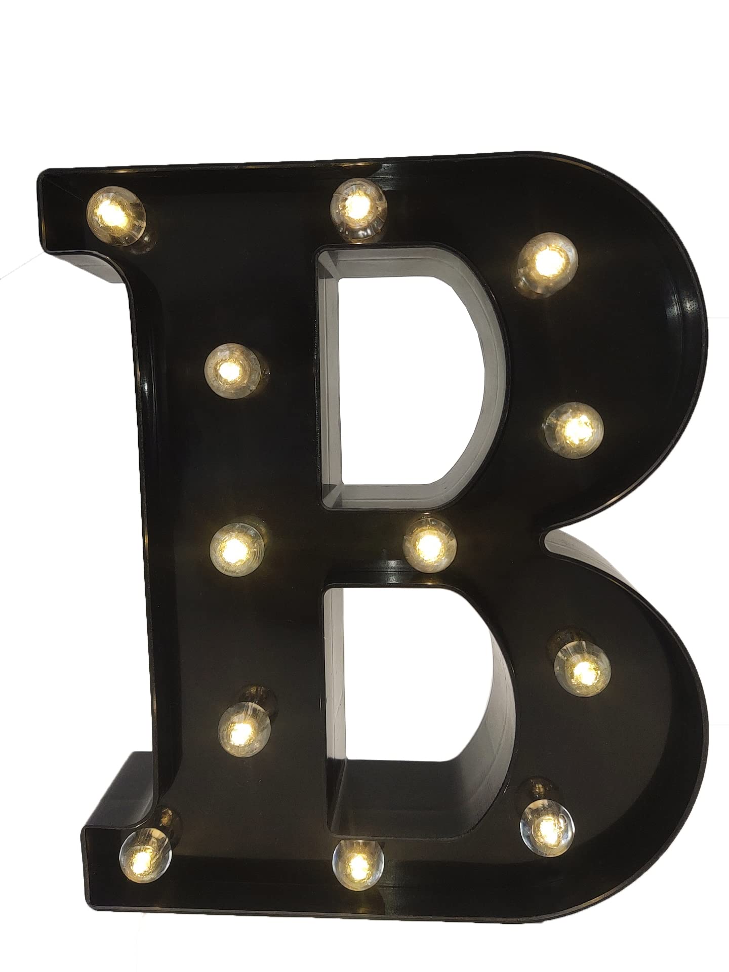 Black LED Alphabet Marquee Letter B - Battery Powered Diamond Bulb Light Up Letters for Wedding, Birthday, Christmas Decorations - Perfect for Home Bar, Party Lighting & Night Light Displays