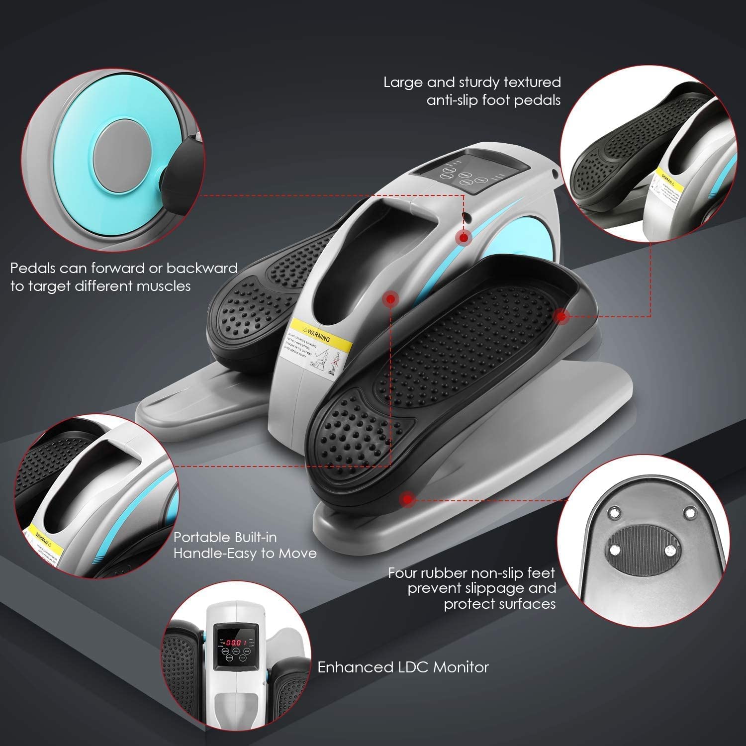 ANCHEER Under Desk Elliptical Machine - Portable Leg Exerciser for Home & Office Use with LCD Monitor, Remote Control & Massage Pedals | Ideal for Seniors, Sedentary Workers & Physical Therapy | Compact Seated Workout Equipment for Small Spaces