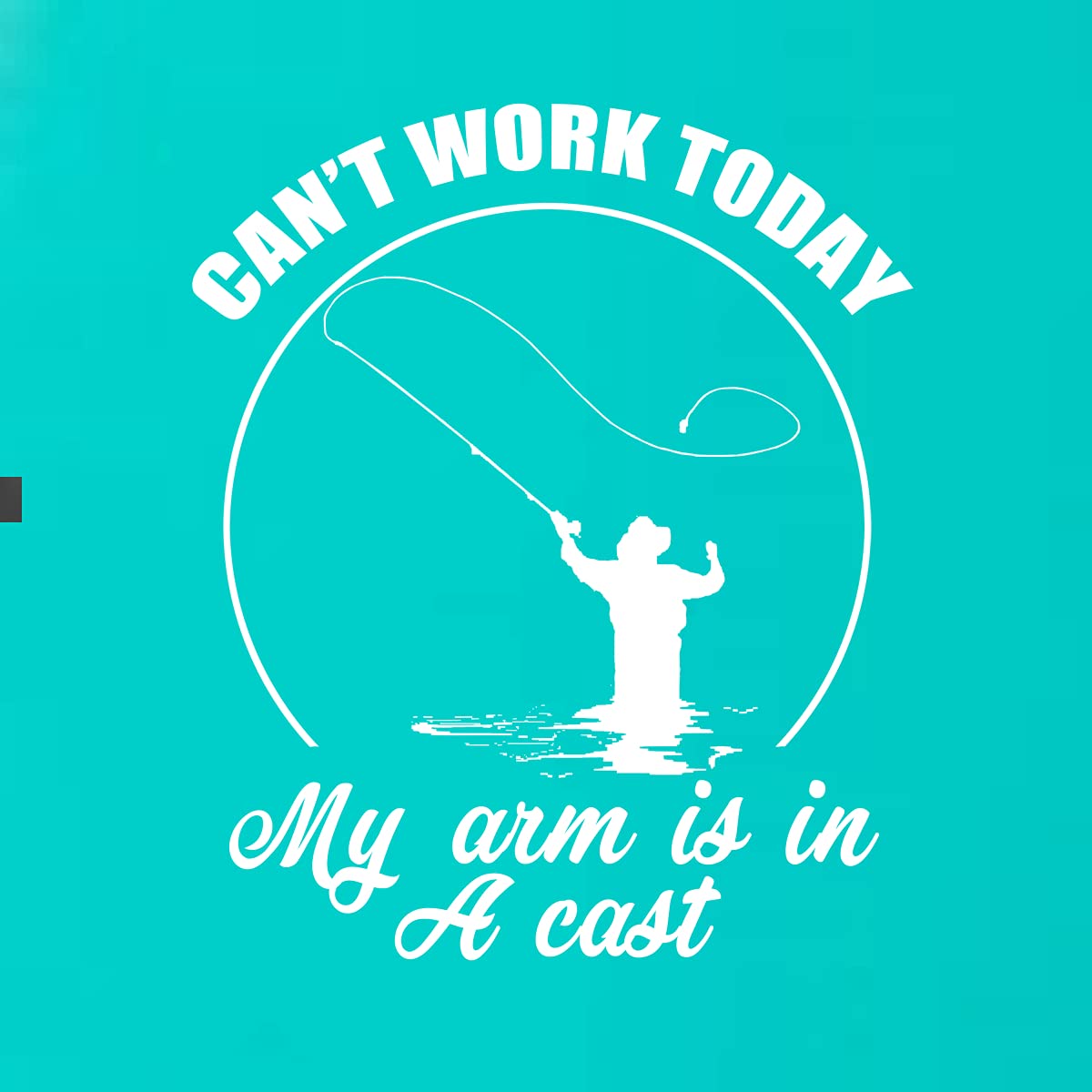 Funny Fishing V-Neck T-Shirt for Women - 'Can't Work Today My Arm is in A Cast' Slogan Tee - Comfortable Junior Fit Cotton Top - Perfect for Casual Wear, Fishing Trips & Humor Lovers