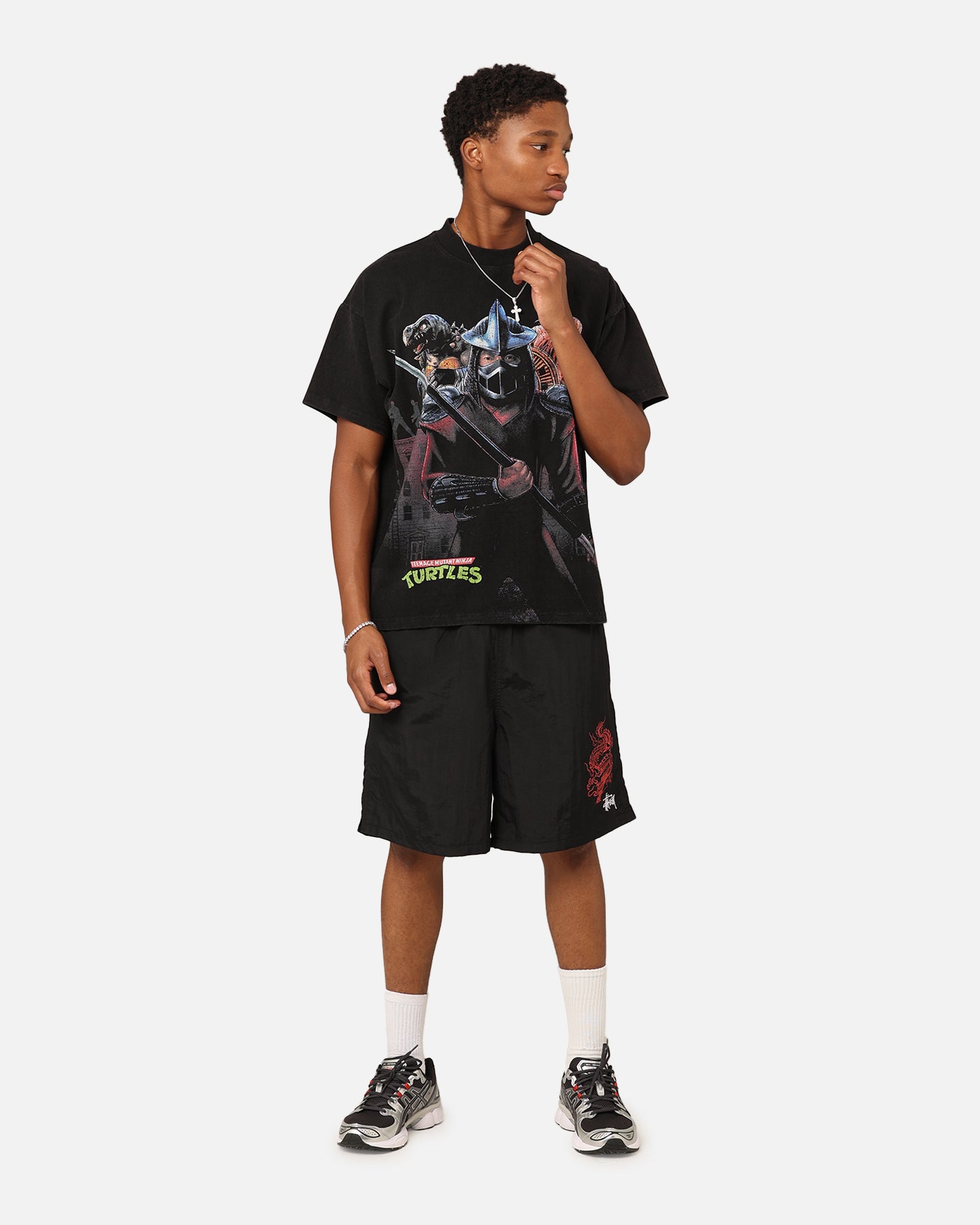 American Thrift X Teenage Mutant Ninja Turtles Shredder Graphic T-Shirt - Black Washed Vintage Tee | TMNT Fan Merch, Casual Streetwear & 90s Nostalgia Fashion