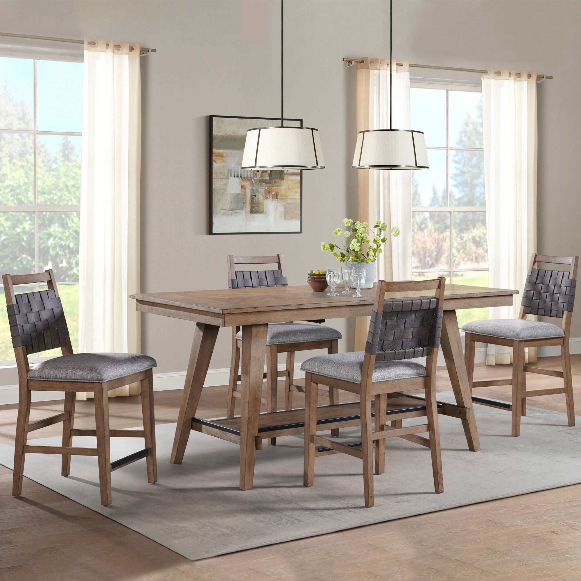 Oslo 5-Piece Counter Height Dining Set - Modern Kitchen Bar Table & Stools for Small Spaces & Breakfast Nooks