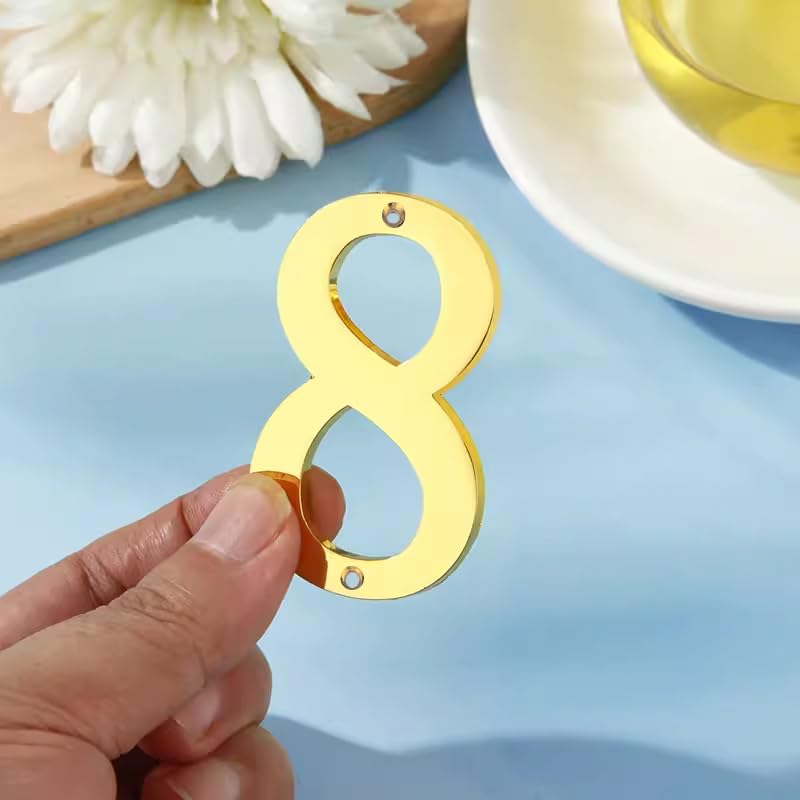 3 Inch Solid Zinc Alloy Metal House Numbers with Screws - Gold No.3, Durable Outdoor Address Plaque for Mailbox, Apartment, Office & Hotel Room - Perfect for Home Security and Easy Location Identification
