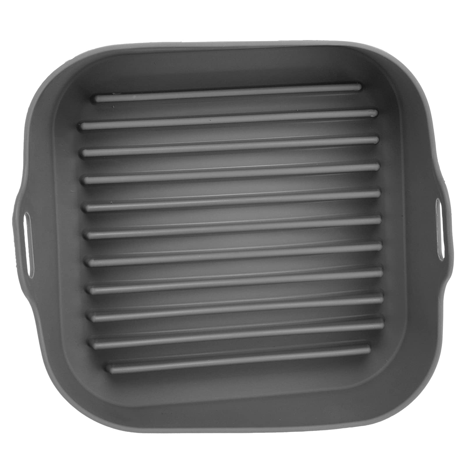 Silicone Air Fryer Basket Replacement - 10 Inch Non-Stick Pot for Microwave, Steamer & Rice Cooker - Durable & Easy to Clean (Grey) - Perfect for Healthy Cooking, Meal Prep & Quick Reheating