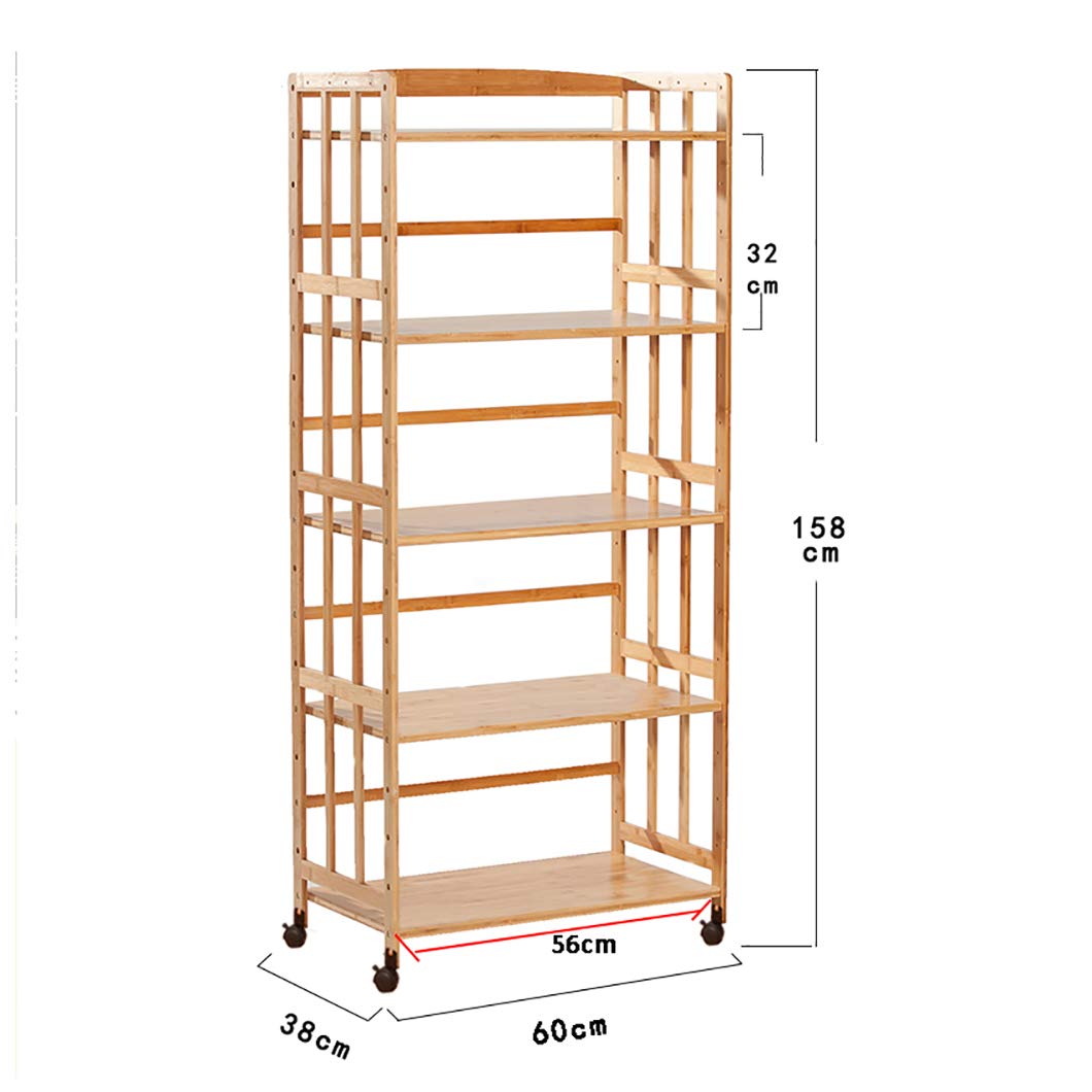 Bamboo Rolling Kitchen Serving Cart - Mobile Bar Cart with Storage Shelf for Dining Room, Bathroom & Home Organization | Perfect for Buffet, Party & Small Space Storage