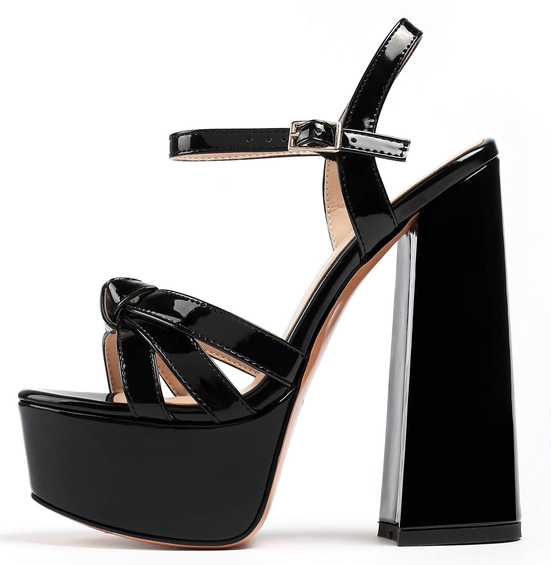 Sammitop Women's Chunky Block Heel Sandals - Open Toe Ankle Strap Suede Platform Sandals with Adjustable Buckle for Party, Wedding & Summer Outfits