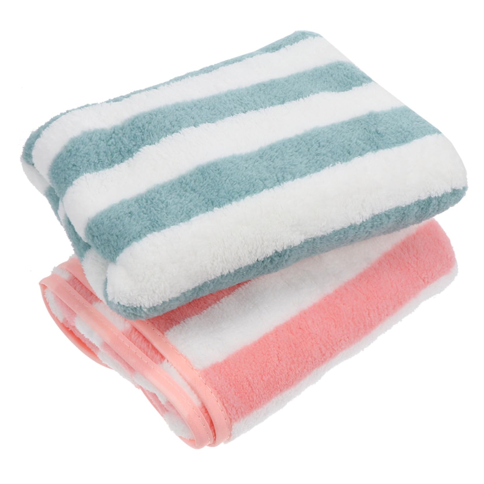 Premium 4-Piece Coral Fleece Striped Face Towels Set - Ultra Soft, Highly Absorbent Bath Towels for Home, Gym & Travel - Perfect for Spa, Gym, Beach & Everyday Use