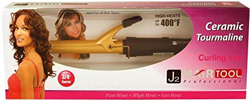 J2 Professional Ceramic Curling Iron for Hair - 1 Inch Tourmaline Barrel with Adjustable Temperature (150°F-450°F) - Salon Quality Hair Curler for Long Lasting Waves & Curls - Perfect for Home Styling, Weddings & Special Occasions